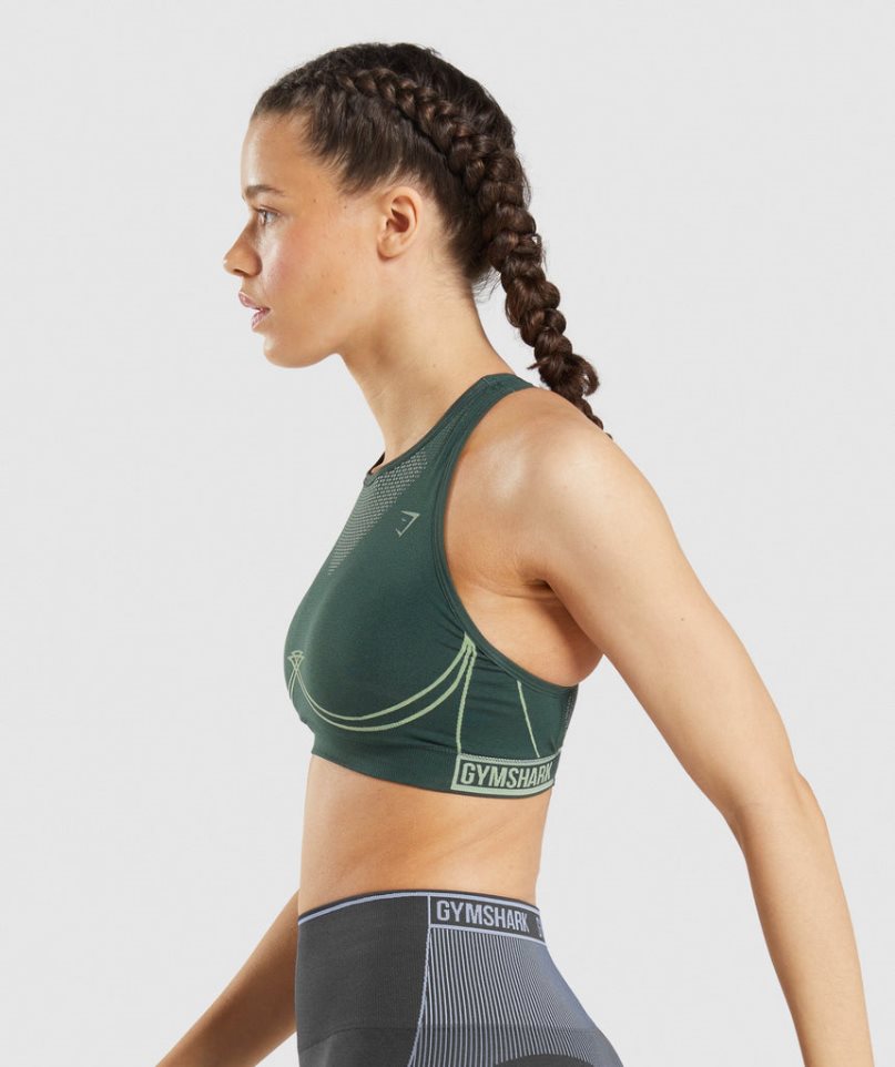 Women's Gymshark Apex Seamless Sports Bra Green | NZ 0TLJQP